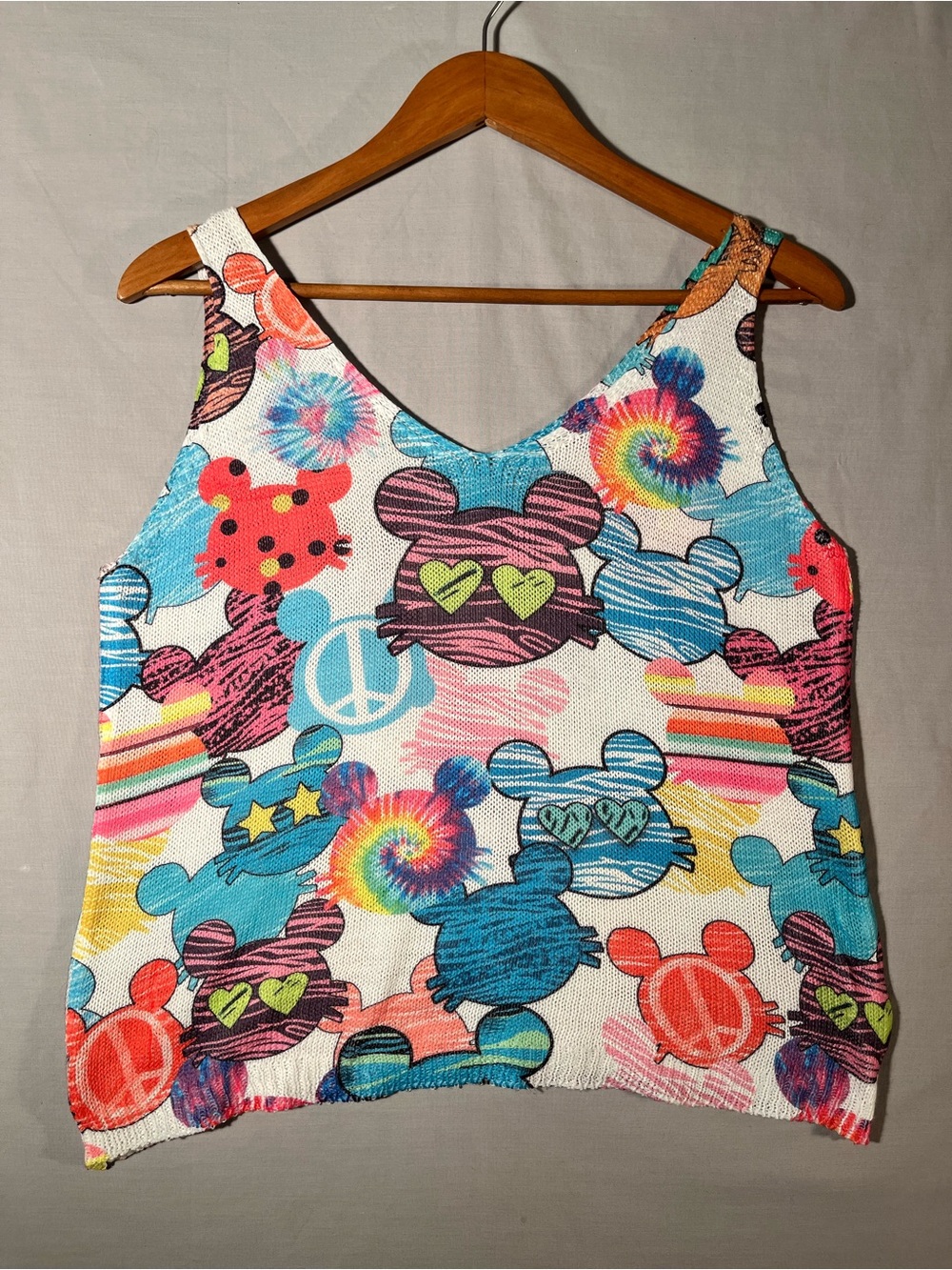 Colorful Tie-Dye Bear Graphic Tank Top -Size 8